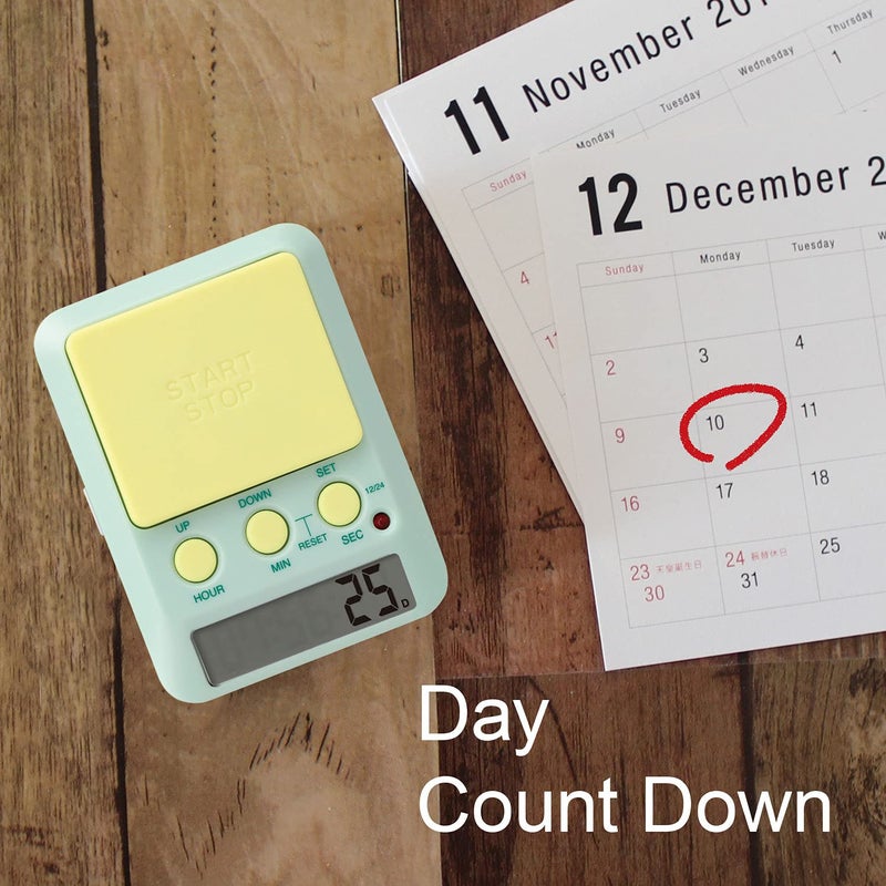 dretec Learning Timer, for Studying, Large Button, Count Function Until The Target Date, Green, Yellow, Officially Tested in Japan(1 Starter AAA Battery Included) - Image 5